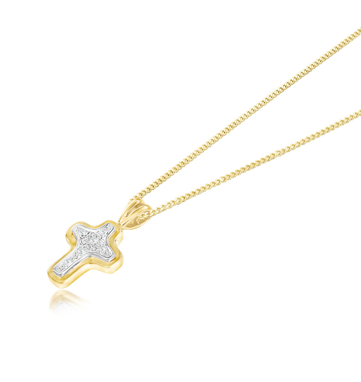 9K Gold Diamond Pave Cross (0.05ct) Pendant